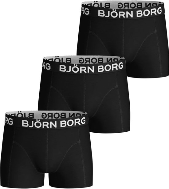 Björn Borg Cotton Stretch Jongens Boxershort - 3 stuks - Zwart - Jongens Onderbroek - Maat 158-164