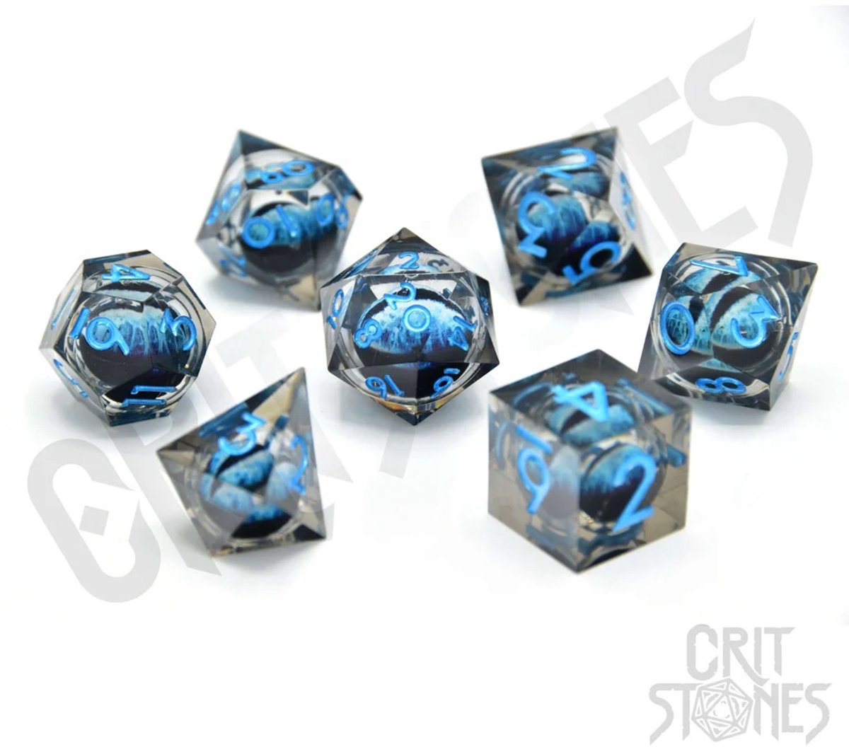 Crit Stones: Water Dragon's Gaze Floating Eye RPG Dice Set