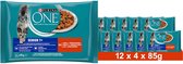 PURINA ONE SENIOR 7+ natvoer voor senior katten, met kip, (12 x 4 x 85g)