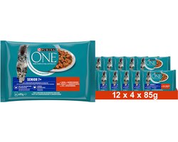 PURINA ONE SENIOR 7+ natvoer voor senior katten, met kip, (12 x 4 x 85g)