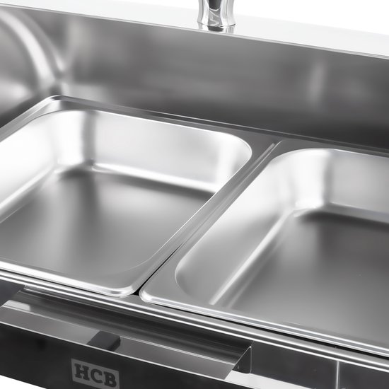 HCB® - HCB Chafing dish - rolltop - 2 x 1/2 GN - 9 liter - RVS / INOX - 3 kg - 3478 — afbeelding 2
