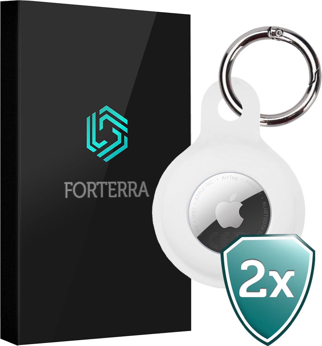 Forterra Sleutelhanger - Geschikt voor Apple AirTag 2e generatie - Houder - Siliconen Hoesje - Wit - 2 PACK
