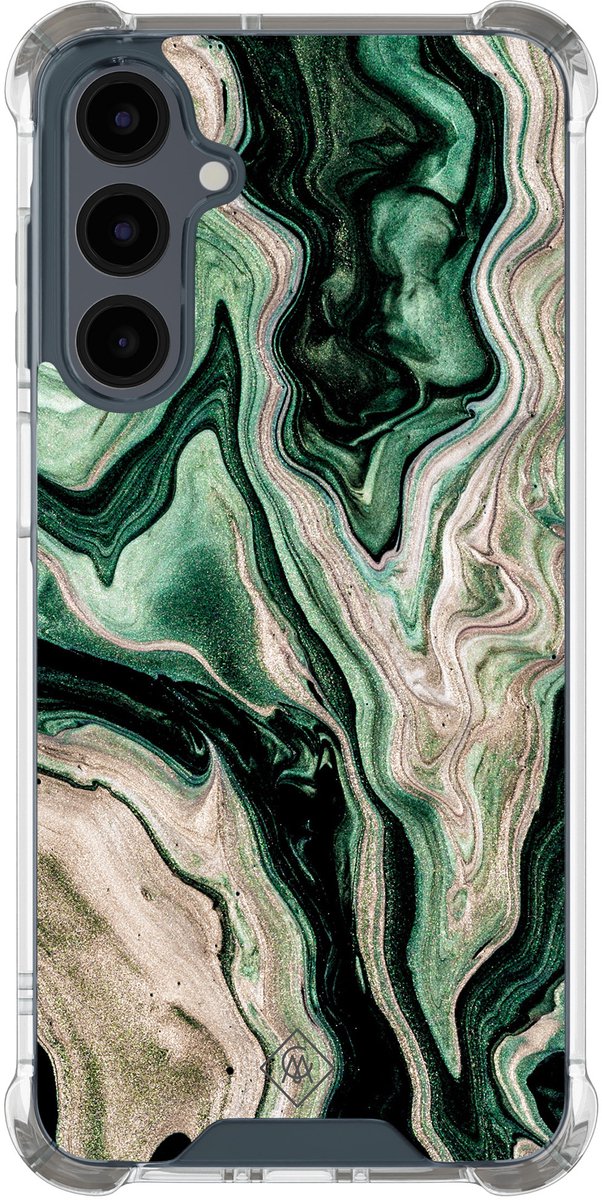 Casimoda® hoesje - Geschikt voor Samsung Galaxy A17 - Groen marmer / Marble - Shockproof case - Extra sterk - TPU/polycarbonaat - Groen, Transparant