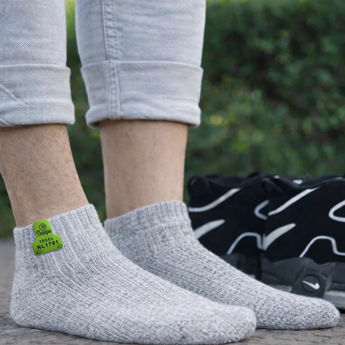 Skéépe – Licht grijze Wollen Sokken – Enkelsokken - Maat 39-41 - Green label - Texelse Schapenwol