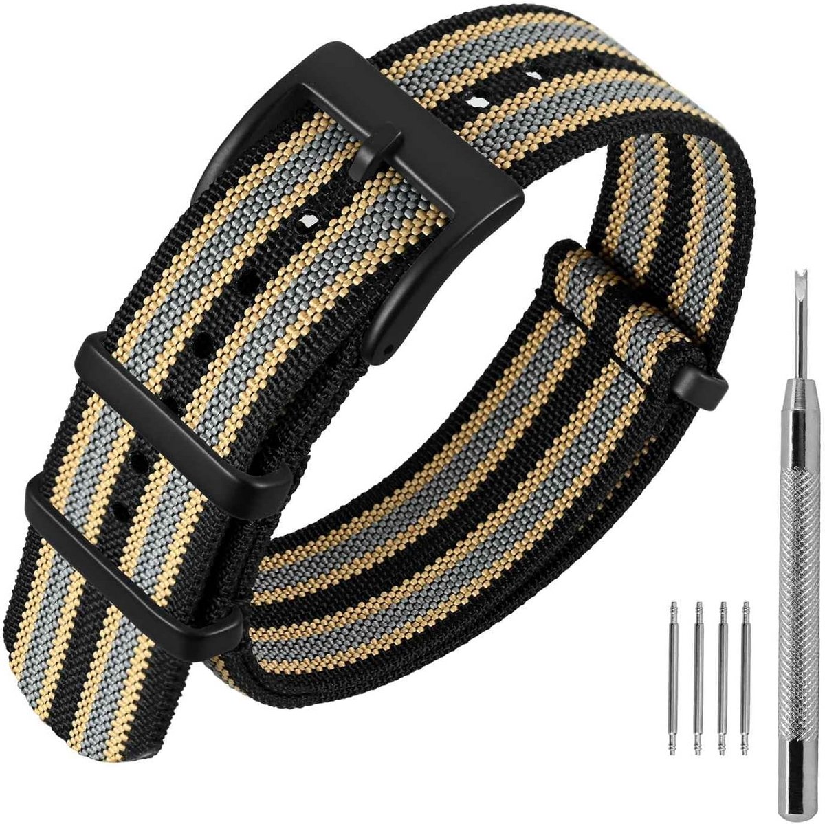 Nylon horlogeband 16mm tot 22mm, waterbestendig en uit één stuk