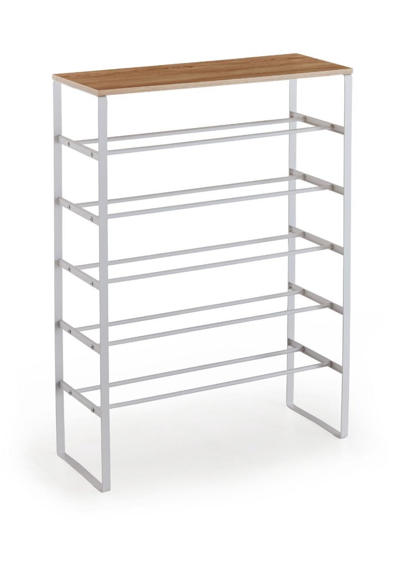 Karin schoenenkast 6 planken wit, eik decor.