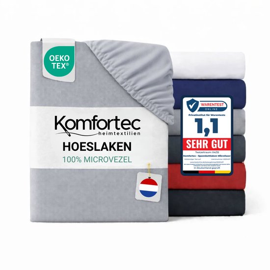 Komfortec Hoeslaken 160x200 cm - tot 30cm Matrashoogte - Rondom Elastiek - Grijs