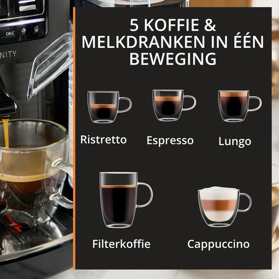 Krups Serenity Milk EA402H - Volautomatische Espressomachine - Milk Maestro Melksysteem - One Touch Cappuccino - Donkergrijs - Snel Opgewarmd - Compact