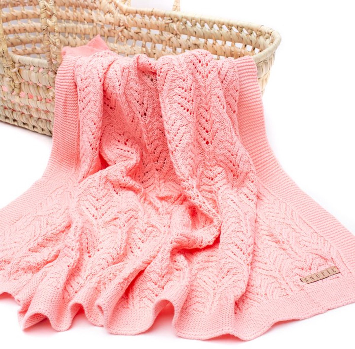 Babydeken | Waaier Gebreid | Roze