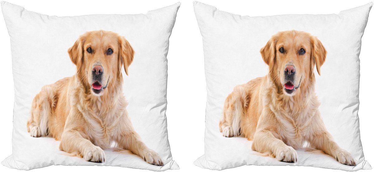 ABAKUHAUS Golden Retriever kussensloopset (2 stuks), jonge puppy's, 40 cm, zandkleur, bruin, wit