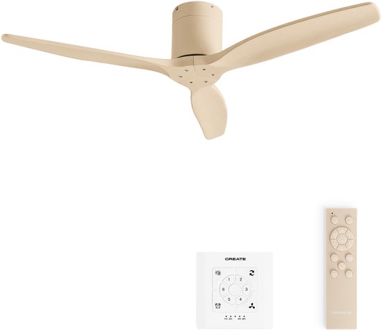 Plafondventilator 40W stil met ABS bladen, IP44 binnen/buiten, zomer- en winterfunctie, timer, afstandsbediening