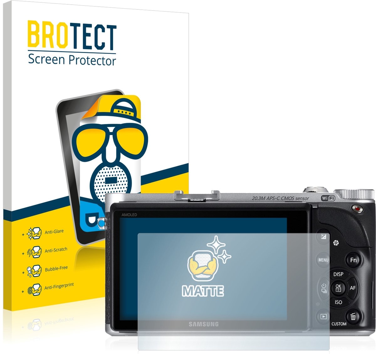 BROTECT - Screenprotector voor Samsung NX300 - Folie Beschermfolie matte 2 Stuks