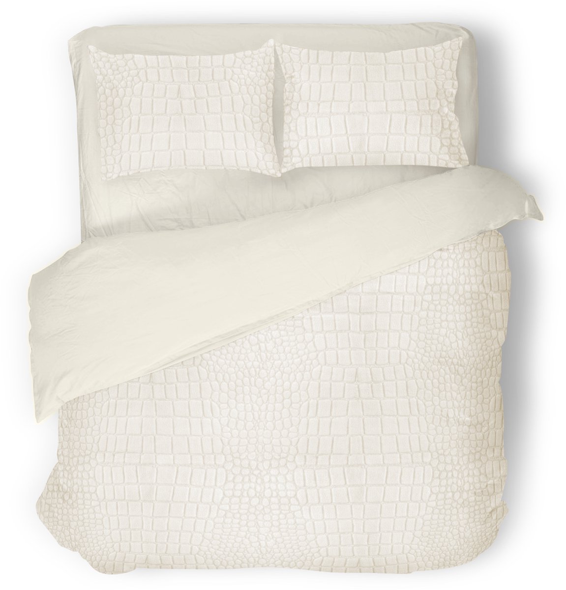 Eleganzzz Dekbedovertrek Micro Mink Crocodile - Dekbedovertrek 200x200/220cm - Off White - Velvet Dekbedovertrek