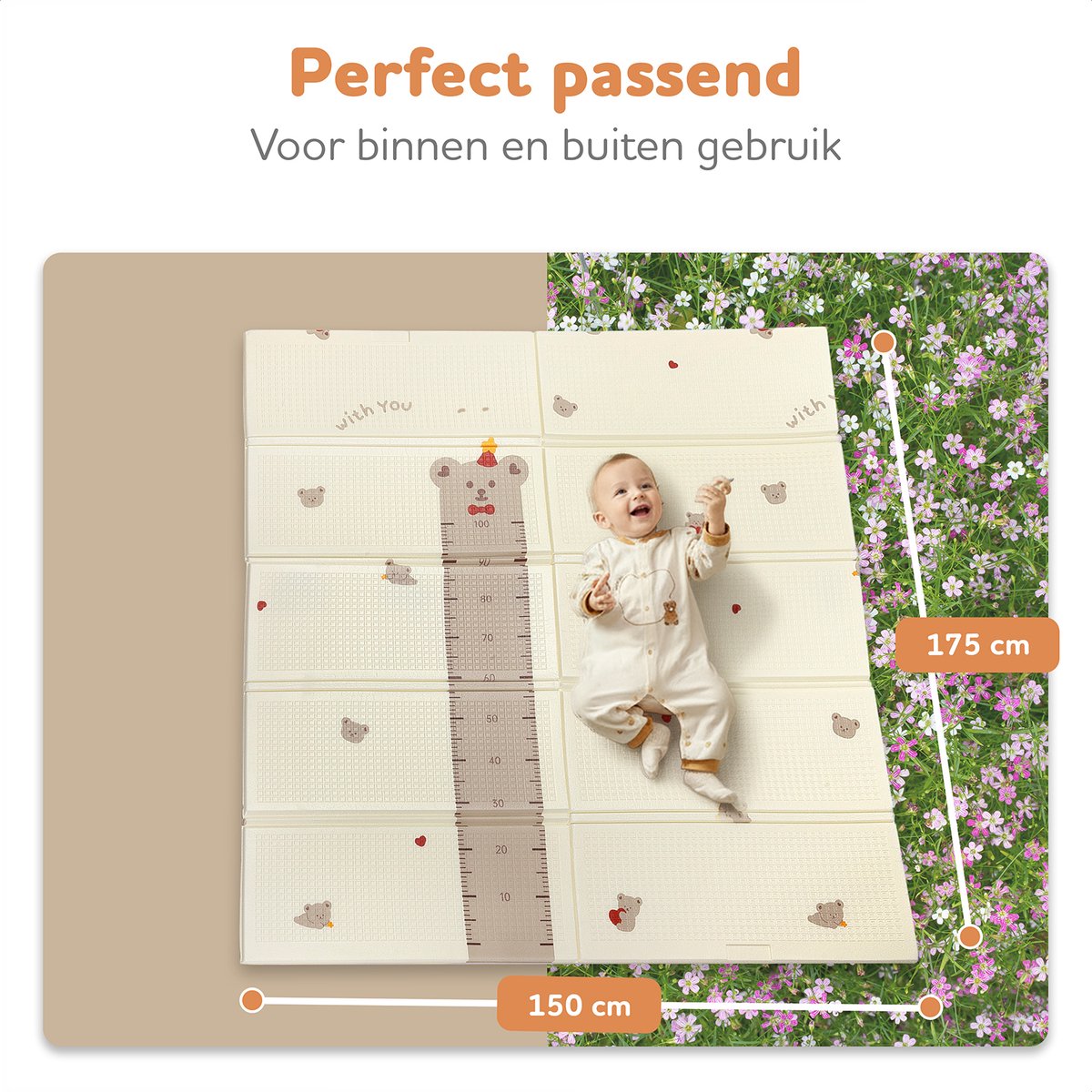 GrowUkkie Speelmat - Speelkleed Baby - Binnen En Buitenkleed - 175x150cm - Opvouwbaar - Inclusief Opbergtas — afbeelding 2