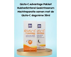 Gluta-C Advantage Pakket Huidverlichtend Gezichtsserum Nachtreparatie samen met de Gluta-C dagcrème 30ml