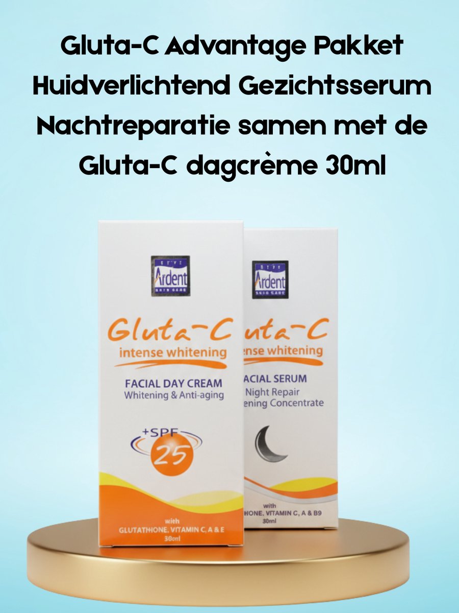 Gluta-C Advantage Pakket Huidverlichtend Gezichtsserum Nachtreparatie samen met de Gluta-C dagcrème 30ml