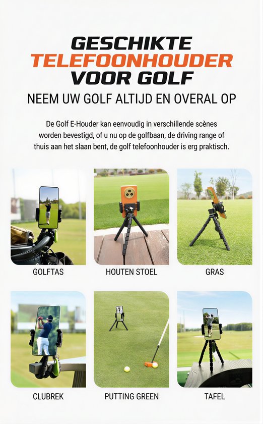 Stripe golf telefoonhouder, flexibel statief met Bluetooth remote van Stripe Golf — afbeelding 4