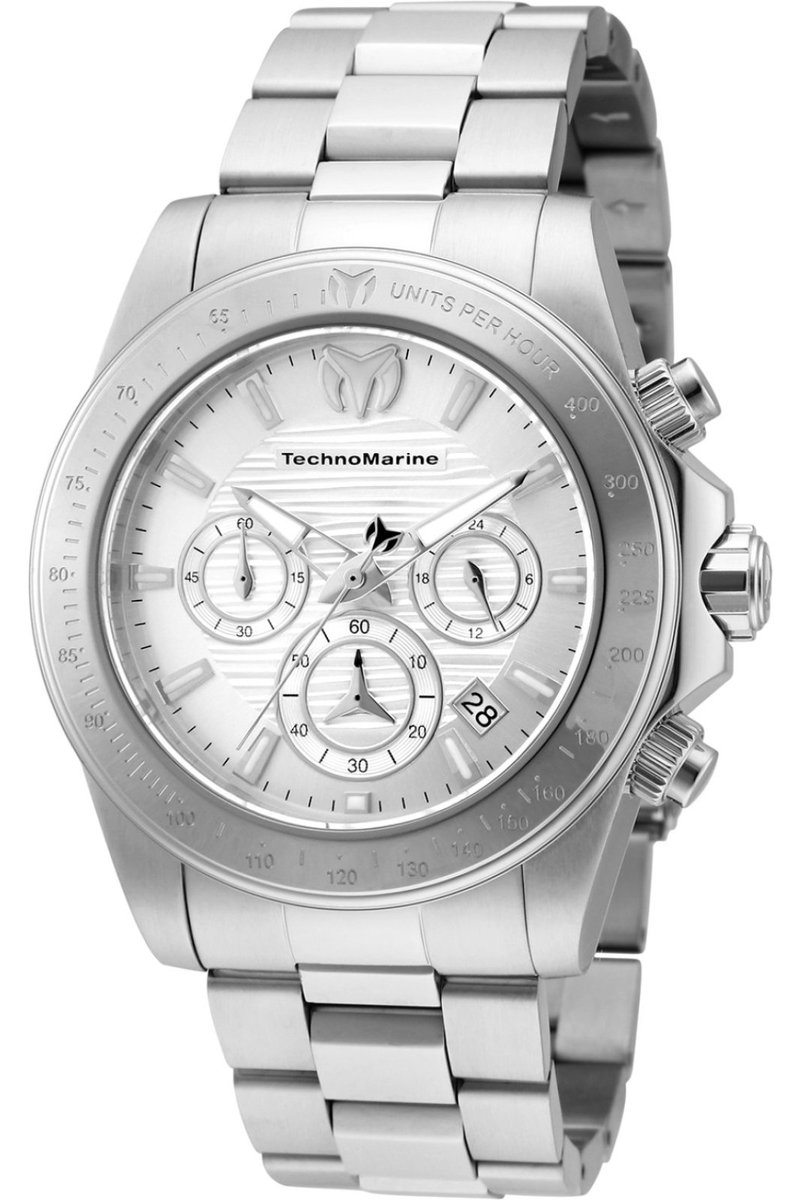 TechnoMarine Manta TM-219000 Heren Horloge - Waterdicht - Analoog - Quartz Uurwerk - Roestvrij Staal met witte Wijzerplaat - 42mm