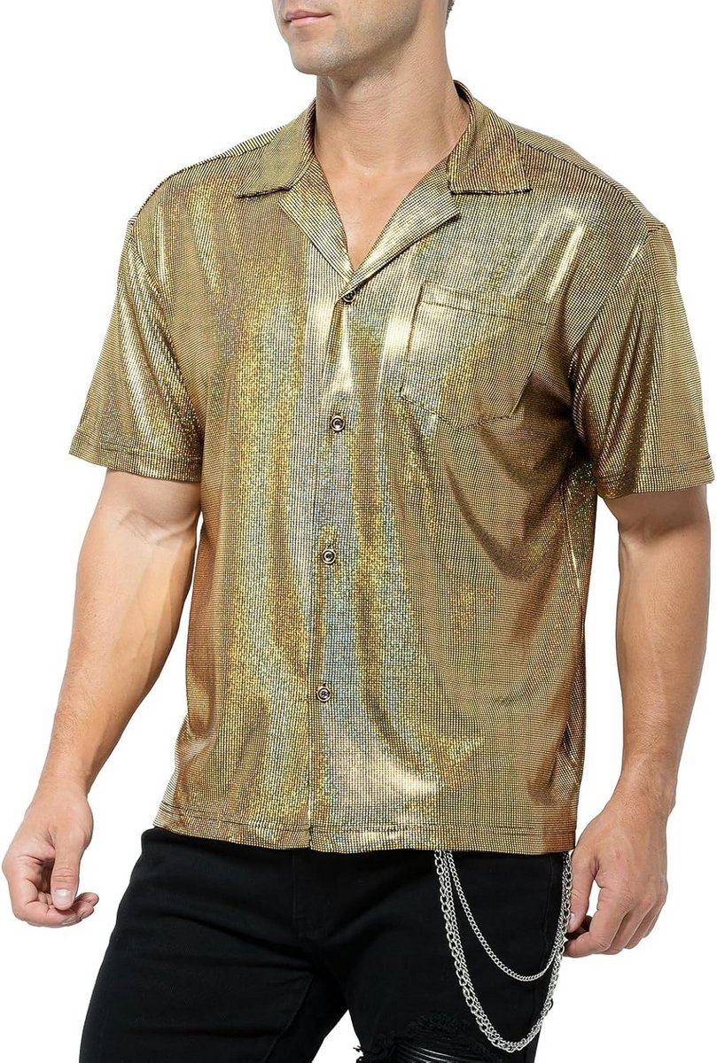 Heren Glitter Shirt Kleding voor Feestjes en Nachtclubs
