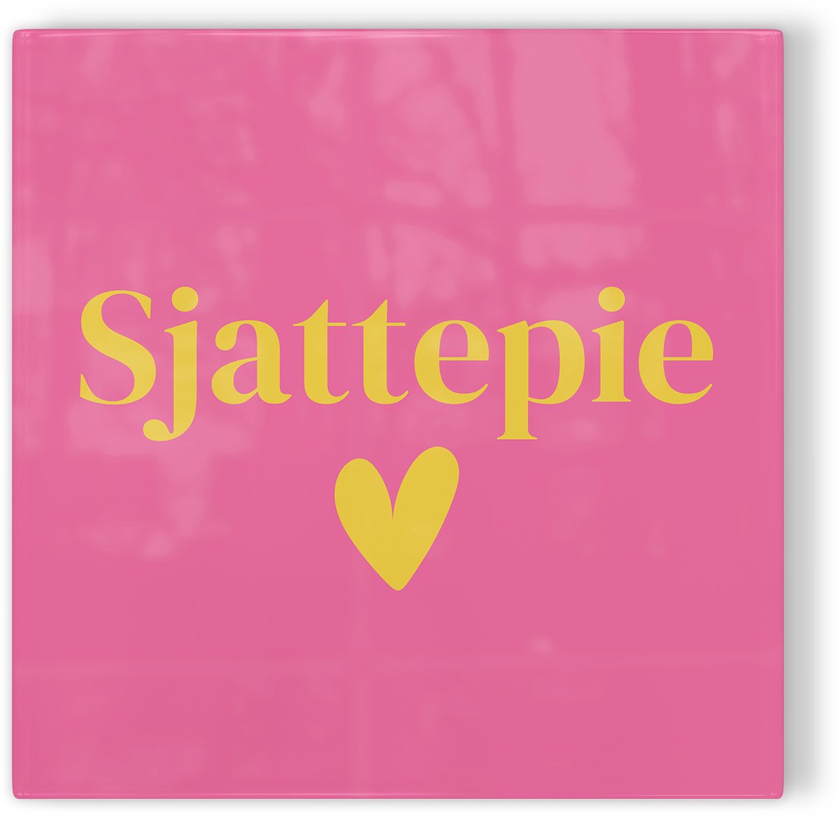 Tegeltje Maastricht Sjattepie - roze geel - tegeltje stad - tegeltje met tekst