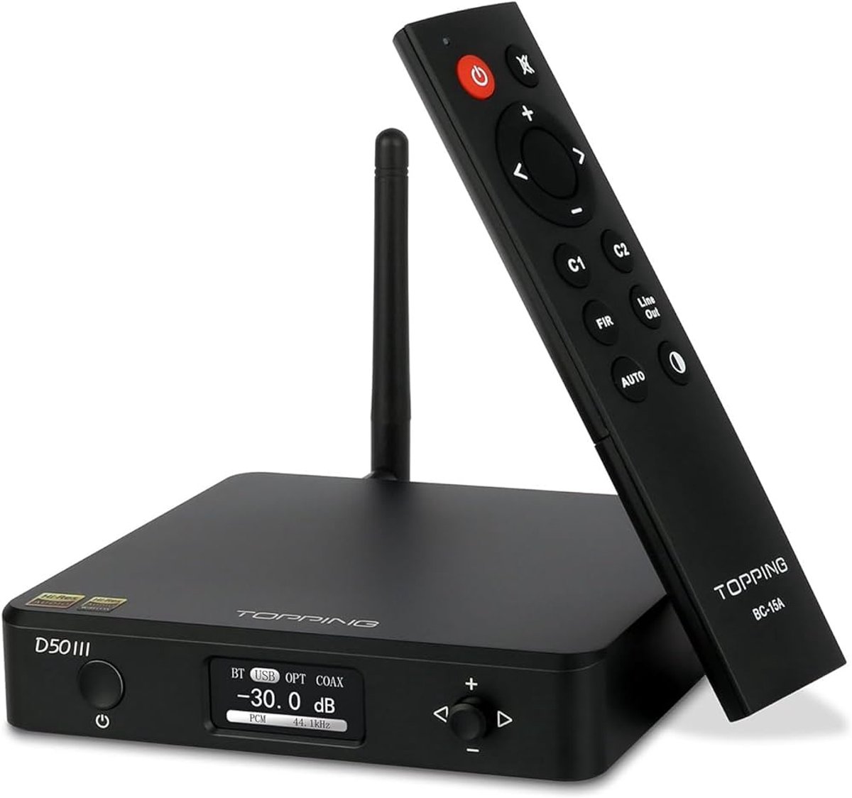 Topping D50 III Zilver – Hi-Res USB / Coax / Optische DAC /Bluetooth– 32-bit / 768kHz & DSD512 zwart