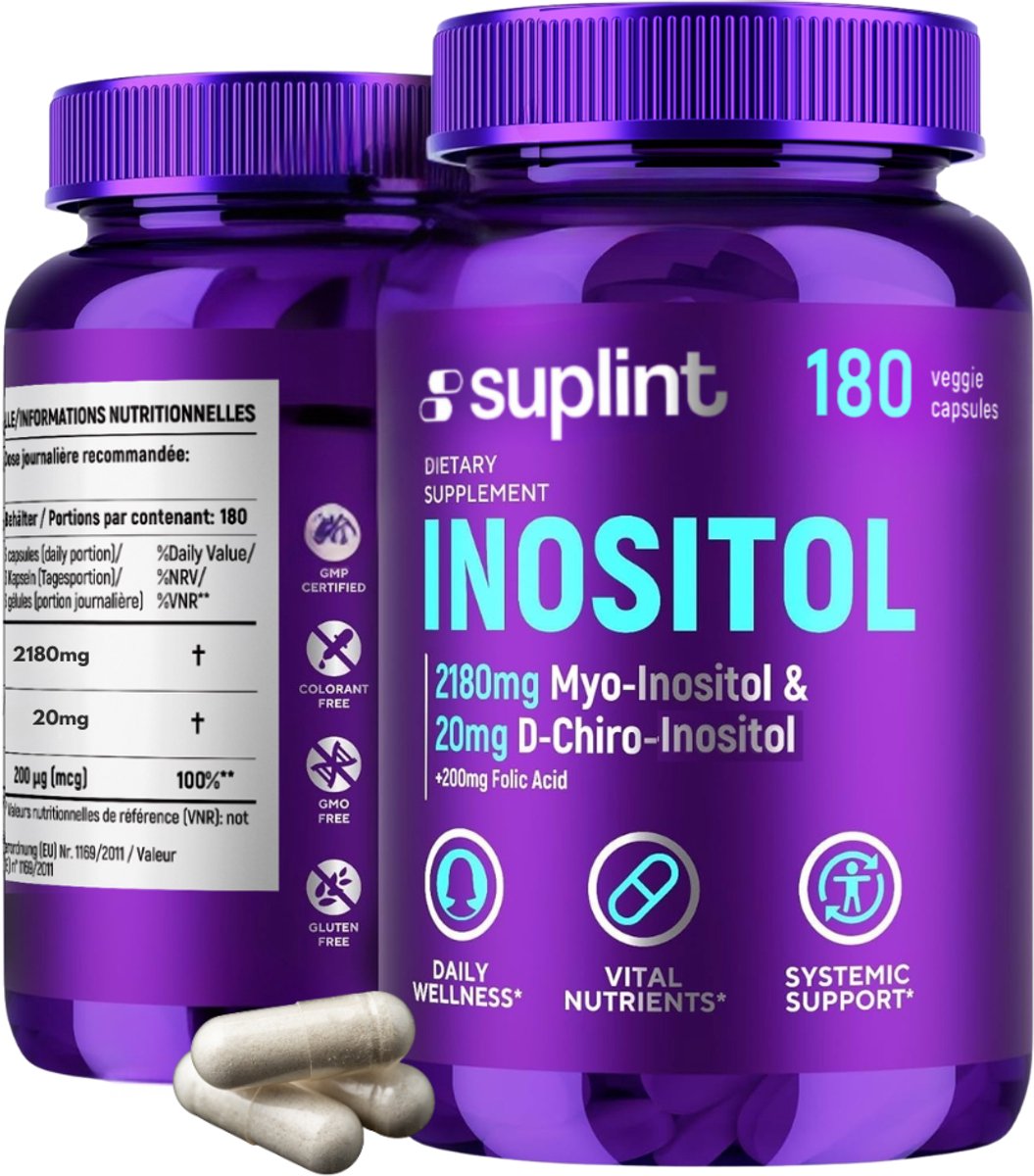 Inositol Complex 180 capsules - Myo-Inositol - D-Chiro-Inositol - Foliumzuur - PCOS/PMOS - Hormonale balans - Vruchtbaarheid - Zwangerschapswens - Suplint