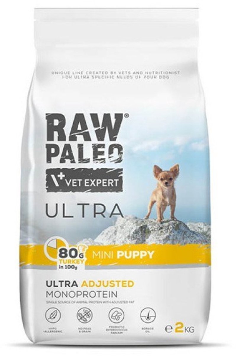 VETEXPERT VetExpert Raw Paleo Ultra Indyk Mini Puppy - Puppyvoer - Graatvrij - Glutenvrij - Hypoallergeen