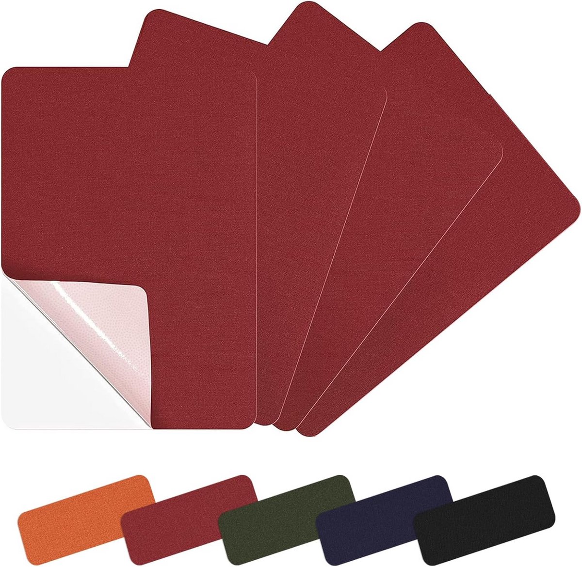 Sterke Zelfklevende Nylon Patches (Rood) - Strijkvrije Stofreparatie Set (4 stuks)