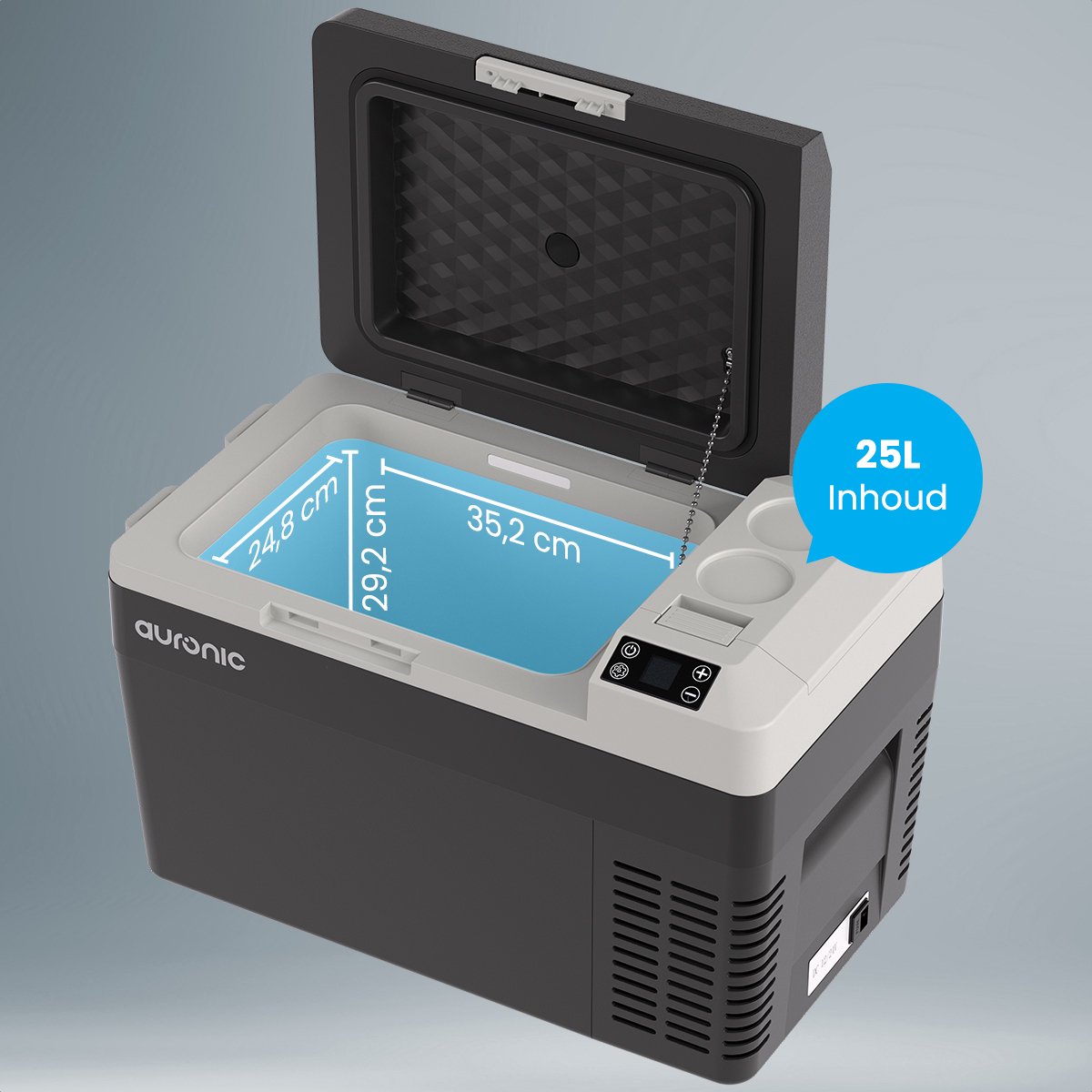 Auronic Elektrische Koelbox - Frigobox - Compressor - 12V 230 Volt - Camping Koelkast - Auto - 25L - Zwart/Grijs – foto 6