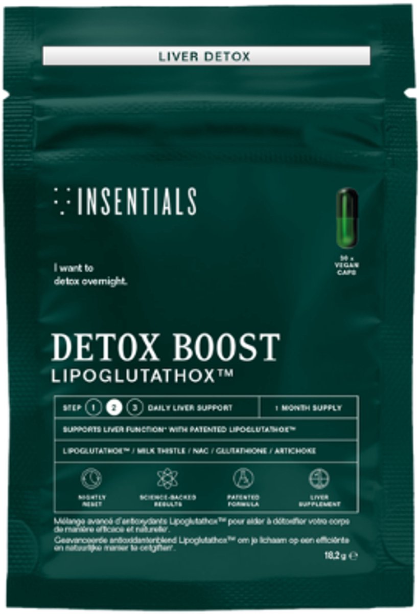 Insentials Detox Boost - Lever Reiniging - 30 Vegan Capsules - Ondersteuning Gewicht & Suikerspiegel - Mariadistel, Choline - Anti-alcohol - Lever Supplement voor Dagelijks Gebruik