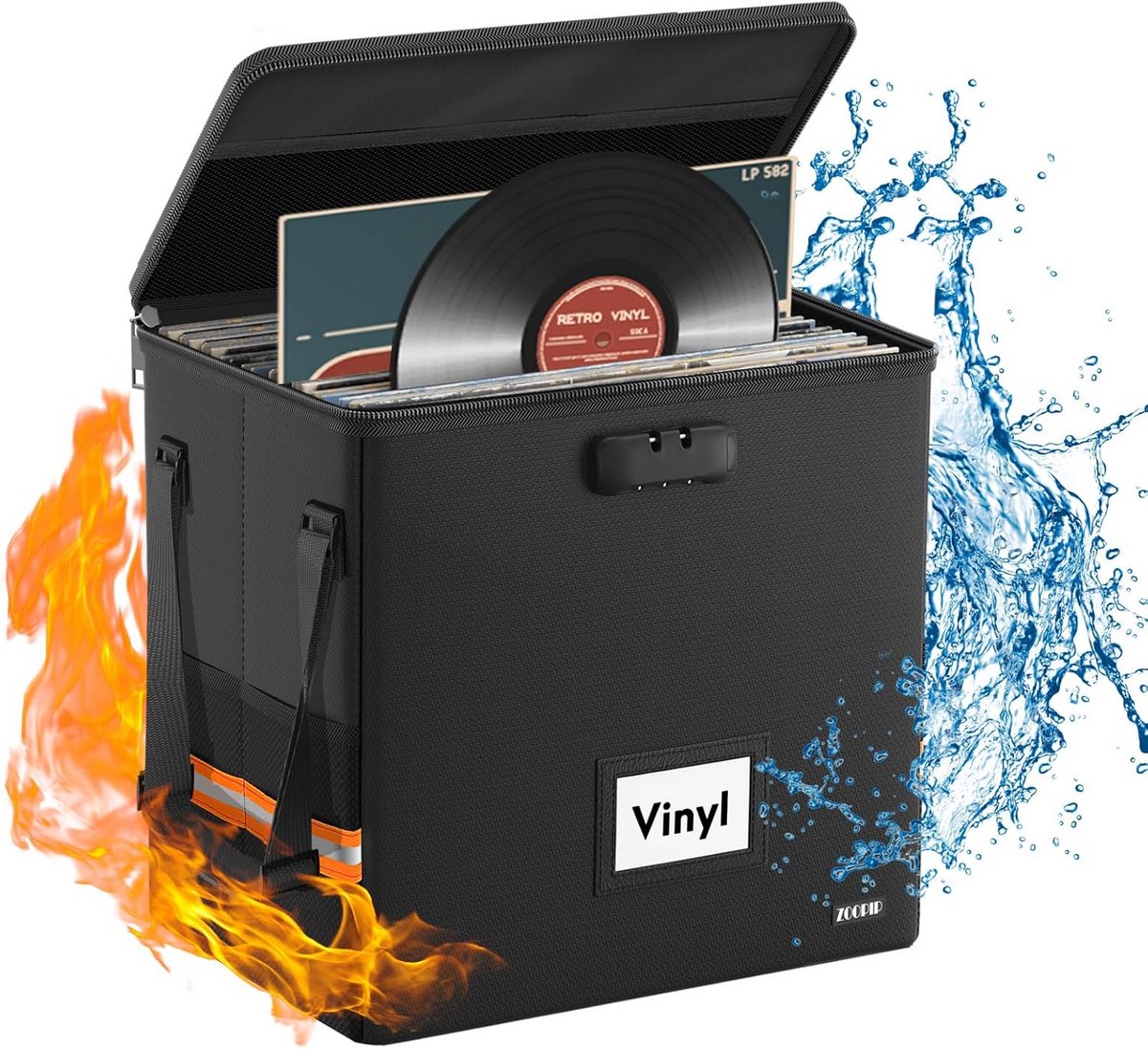 Vuurvaste en Waterbestendige Opbergdoos voor Vinyl Records - Compacte Draagtas met Slot