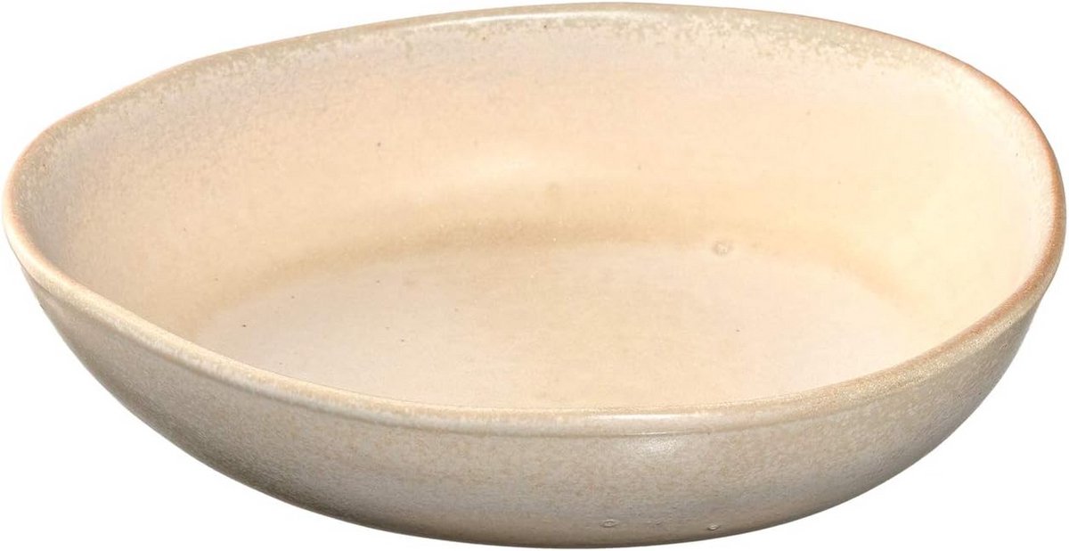 Set van 6 Ovale Keramische Bowls Beige Mat - Magnetron- en Vaatwasserbestendig - 850 ml