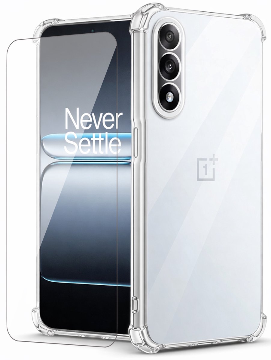 Hoesje geschikt voor OnePlus Nord 5 - Screenprotector Glas - Shockproof Transparant