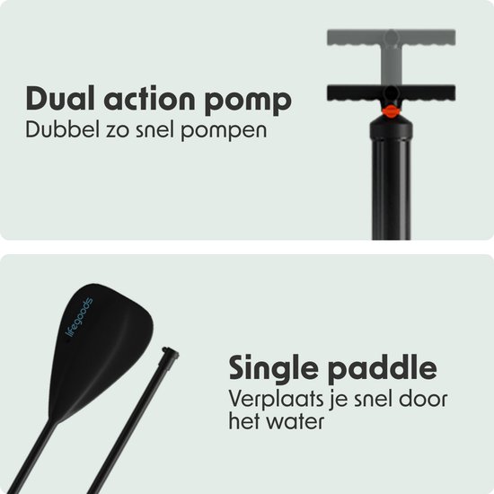 LifeGoods SUP Board Allround Compact - met Zitje - 120 KG Draagkracht - 300 x 76 cm - Opblaasbaar - Compleet SUP pakket - Blauw/Paars