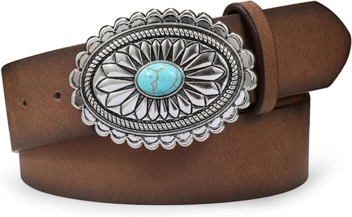 Vintage Leren Riem voor Dames - Lederen Riem met Metalen Gesp - Stijlvol Cadeau voor Dagelijks Gebruik - 100 cm - 1 Stuk - Bruin-C - van Imperatoris