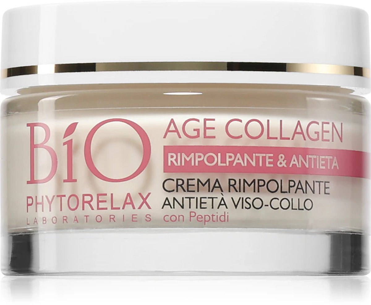 Phytorelax Age Collagen Gezicht & Hals Crème – Met Collageen & Peptiden – Anti-Aging & Plumping – Zonder Parfum – Bio Eco AIAB – 50ml