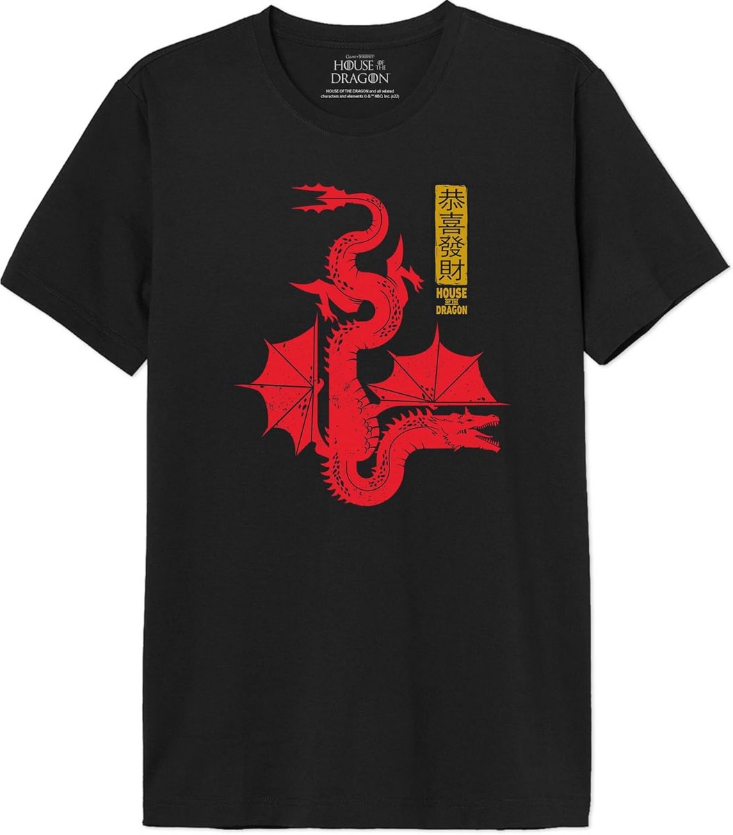 Zwart Draken T-shirt voor Heren - Grote Maat XXL - Game of Thrones Prequel Inspiratie