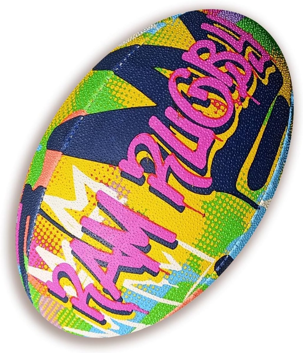 Graffiti Fun Design Squad Trainer Rugbybal - Maat 3 - Voor kinderen en volwassenen - Clubkwaliteit Training Rugbybal - 3D-grip - Geweldig cadeau