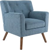 CLP Kioni Fauteuil - met armleuning - volwassen - relax - landelijk - stoelpoten van hout - ribstof - corduroy - blauw