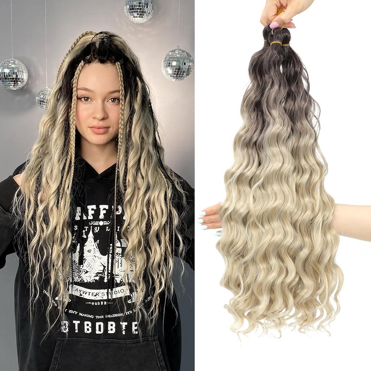Krullend Vlechtkapsel Haarverlenging voor Crochet Braids - 50 cm - 3 Stuks