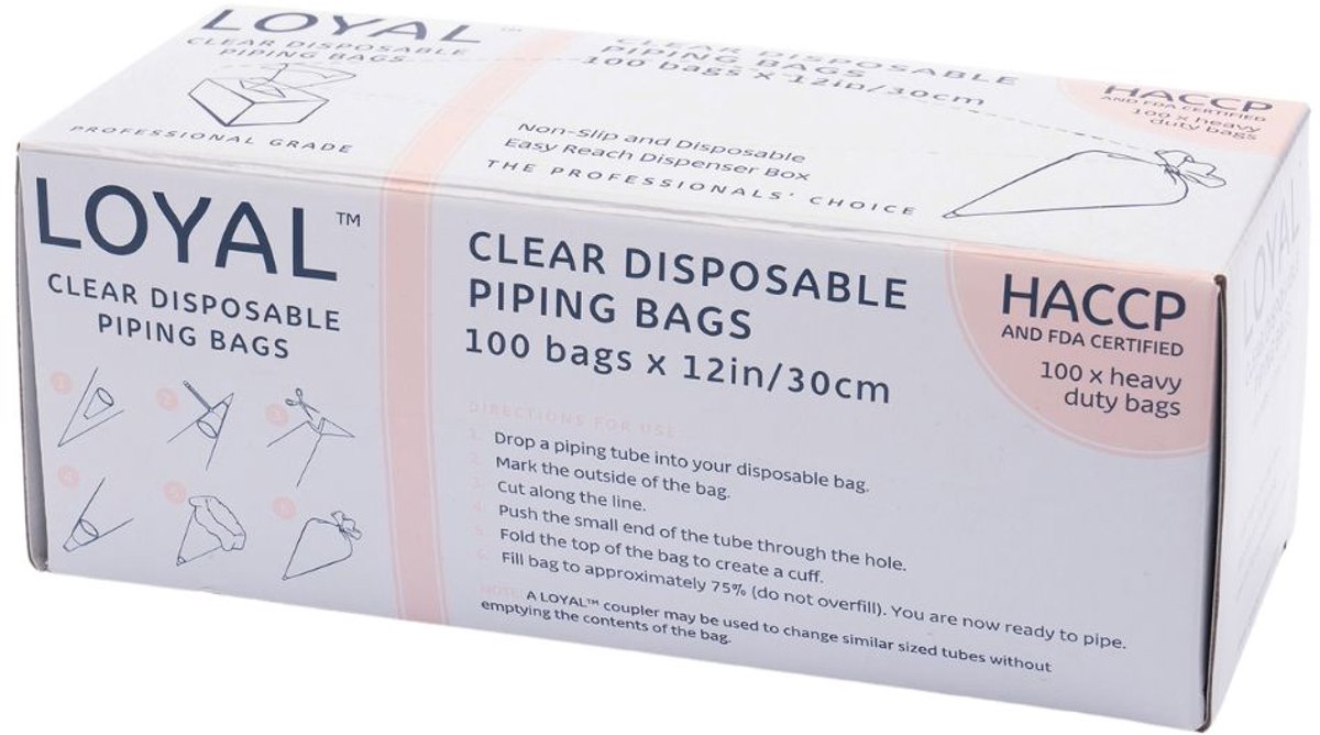 LOYAL Wegwerp Spuitzakken Transparant 30cm pk/100