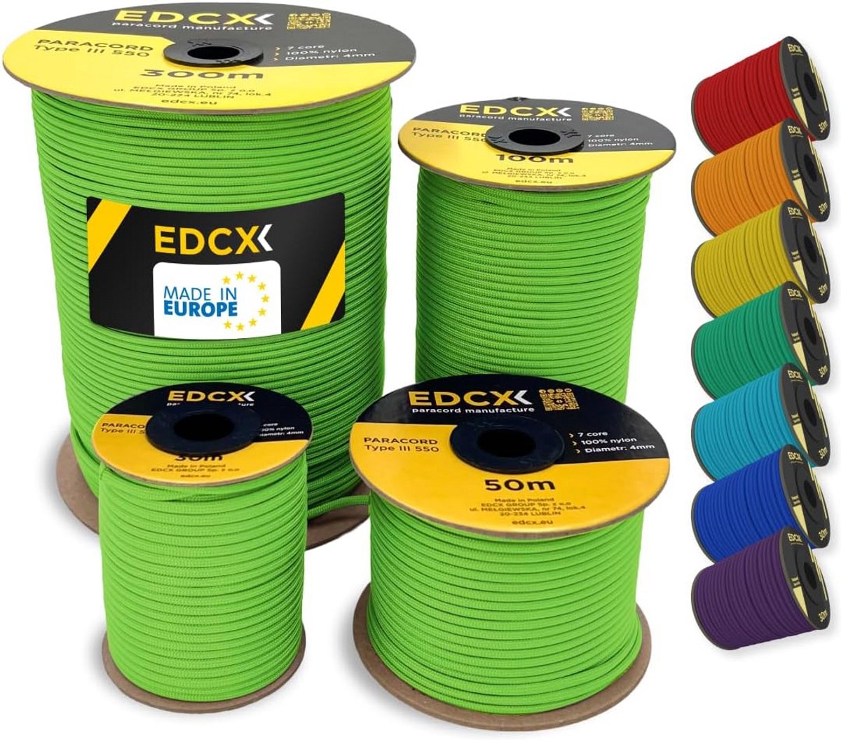 Sterk 4mm Nylon Paracord Touw 300m - Type III 7-Kern voor Buitenactiviteiten en Survival