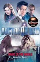 Boekomslag 'Doctor Who Magic of the Angels' met de acteurs Matt Smith, Karen Gillan en Arthur Darvill, en een Weeping Angel.
