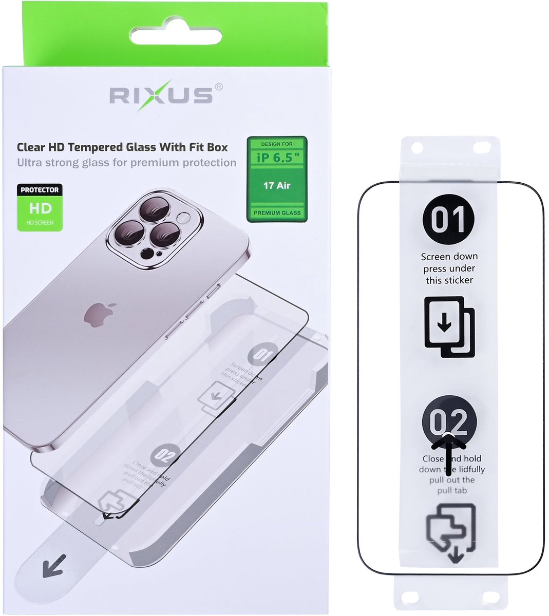 Rixus Clear HD Tempered Glass With Fit Box For Apple iPhone 17 Air