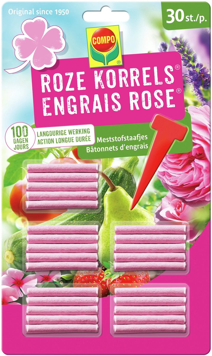 Compo Roze Korrel - meststofstaafjes - set van 30 stuks