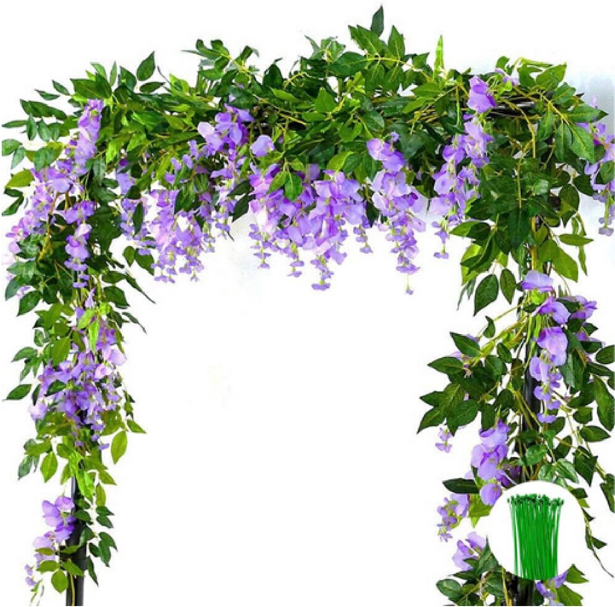 BOG 2 Stuks Kunstbloem Klimplant 2M - 6.5 Voet Nep Wisteria Hangende Bloemenguirlande - Wanddecoratie - Thuis Bruiloft - Tuin - Feest Decoratie paars