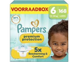 Pampers Premium Protection Maat 6 - 168 Luiers - 13kg-18kg - Voorraadbox