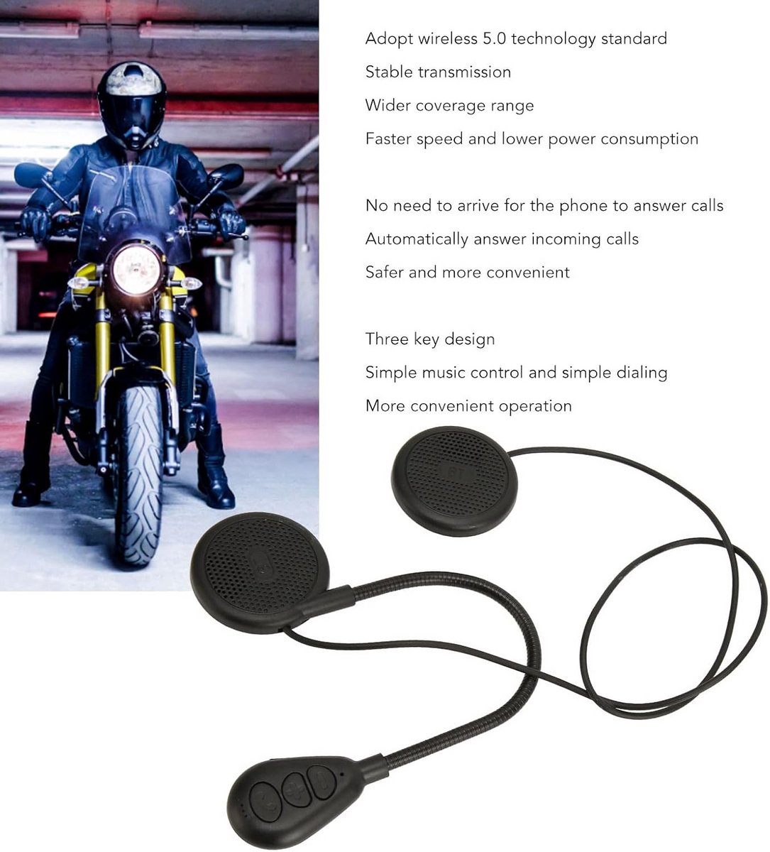 Bluetooth Headset voor Motorhelm met Handsfree Bellen en Noise Cancelling thumbnail 6