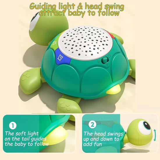 Interactieve Kruipende Schildpad met Afstandsbediening - 5-in-1 Baby Speelgoed met Muziek & Projectie - 6-18 Maanden - Educatieve Motoriek - Cadeau 0-2 Jaar van Zyronn — afbeelding 3