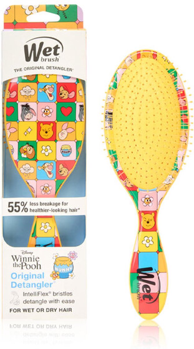 Wet Brush x Disney Winnie the Pooh Original Detangler - Pooh & Friends - Limited Edition Winnie the Pooh & Friends - Anti-Klit Haarborstel Met IntelliFlex® Bristles - Ontknoopt Nat & Droog Haar - Zacht Voor Alle Haartypen - Voor Kind & Volwassen
